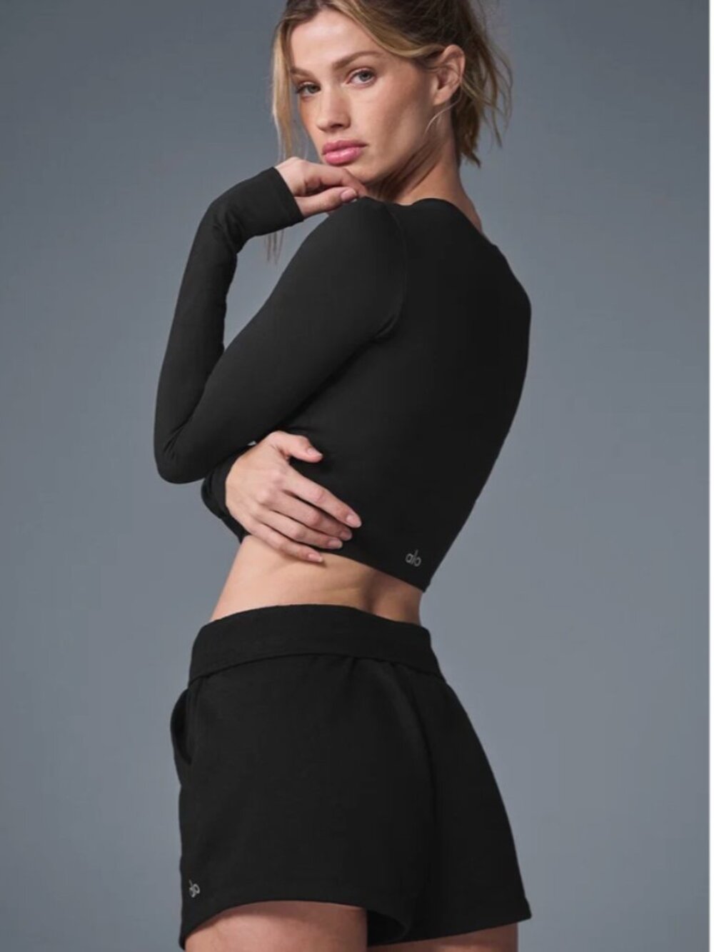 Alo Yoga Alosoft Crop Finesse Long Sleeve Crew Neck